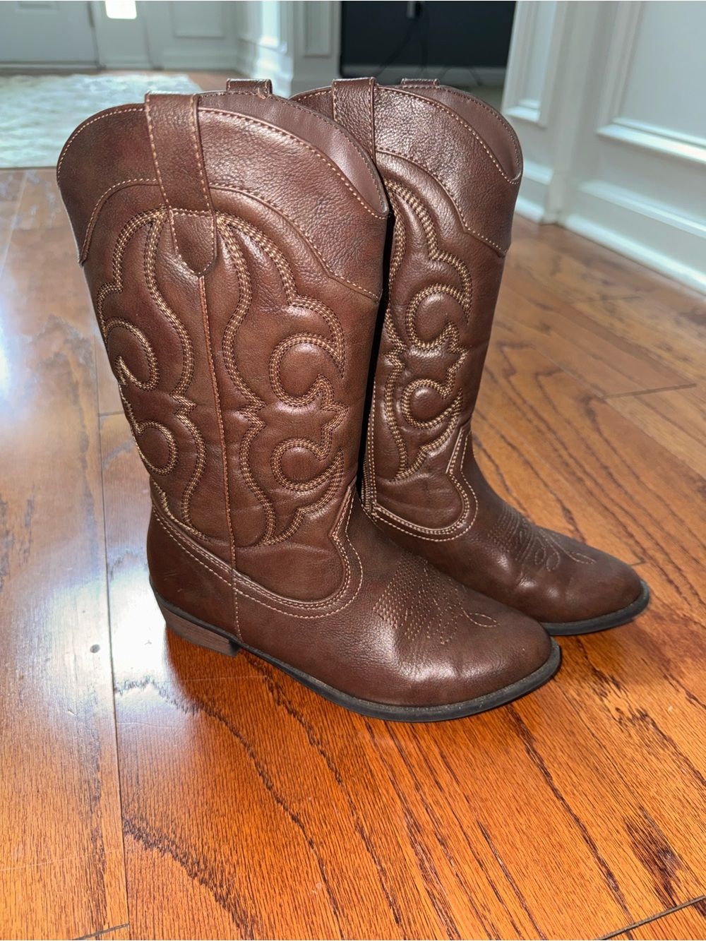 Cat & Jack Brown Girls' Western Riding Boots Size 5 Excellent Condition